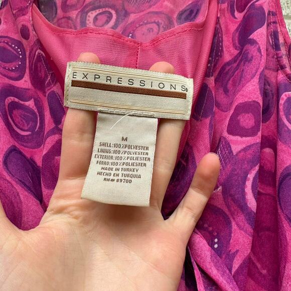 Expressions Vintage Y2K Pink Purple Retro Printed Dress - Picture 3 of 3
